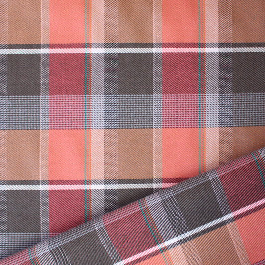 'softweave plaid' mid-weight stretch cotton twill - rosewood