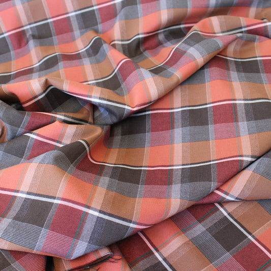 'softweave plaid' mid-weight stretch cotton twill - rosewood