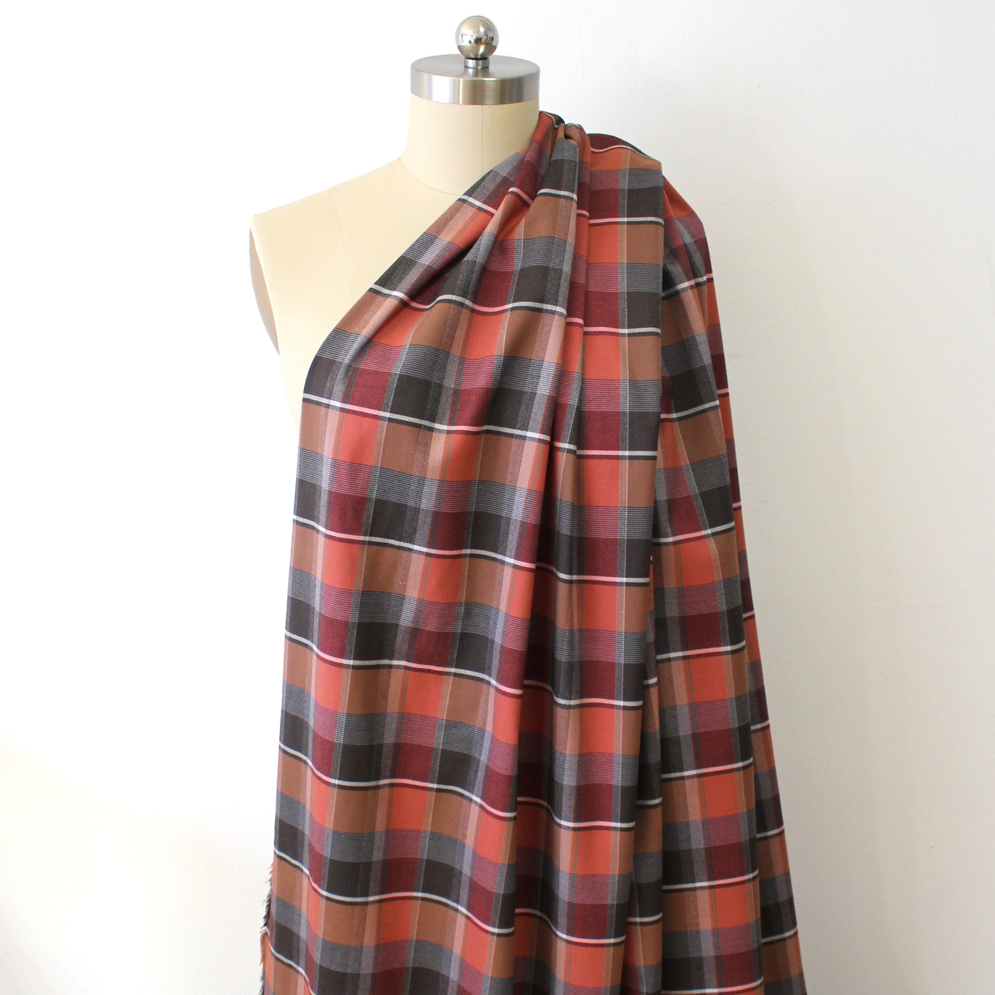 'softweave plaid' mid-weight stretch cotton twill - rosewood