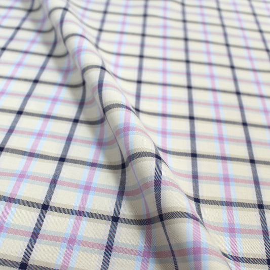 'softweave plaid' 100% cotton mid-weight woven - ecru