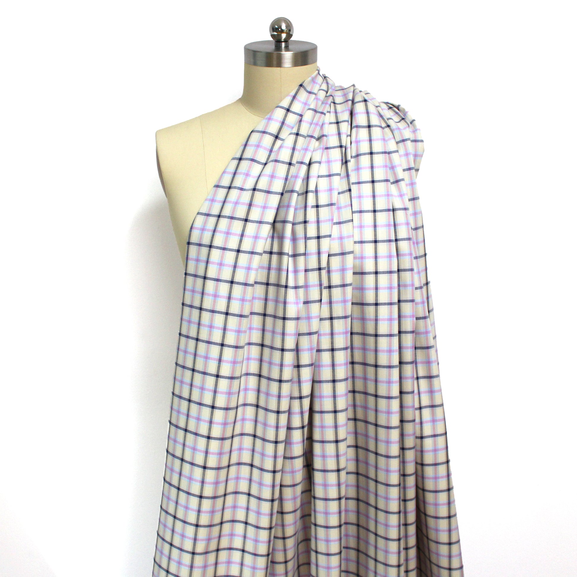 'softweave plaid' 100% cotton mid-weight woven - ecru