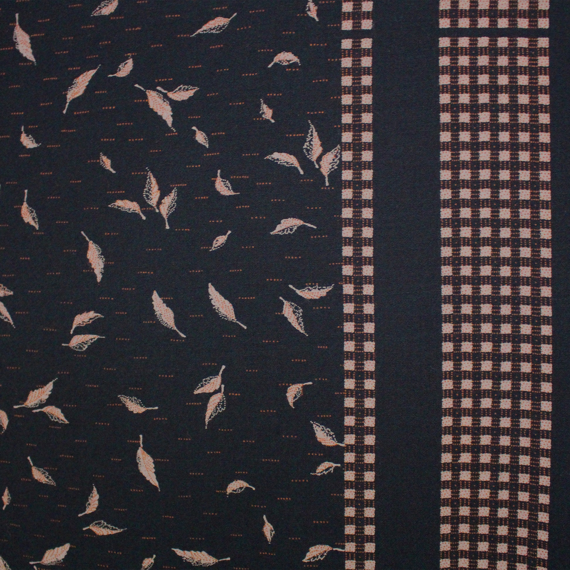 Italian 'fallen leaves' wool crepe border print