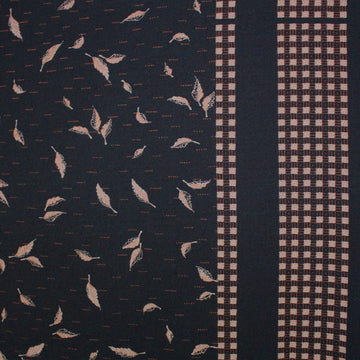 Italian 'fallen leaves' wool crepe border print