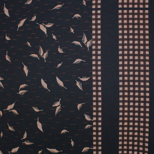 Italian 'fallen leaves' wool crepe border print