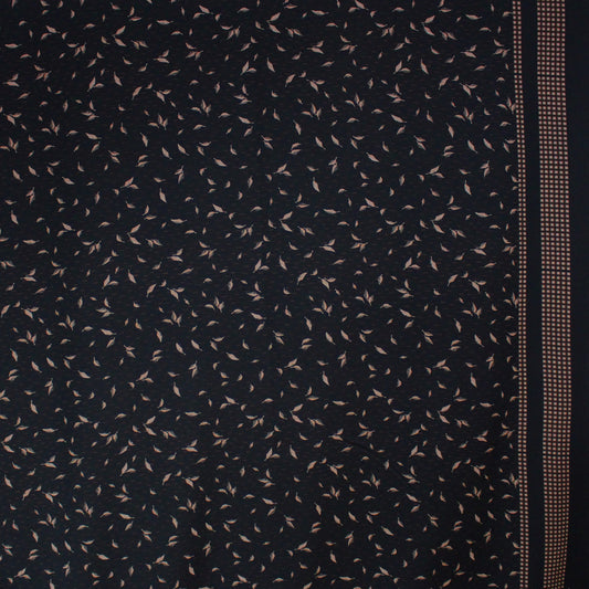 Italian 'fallen leaves' wool crepe border print