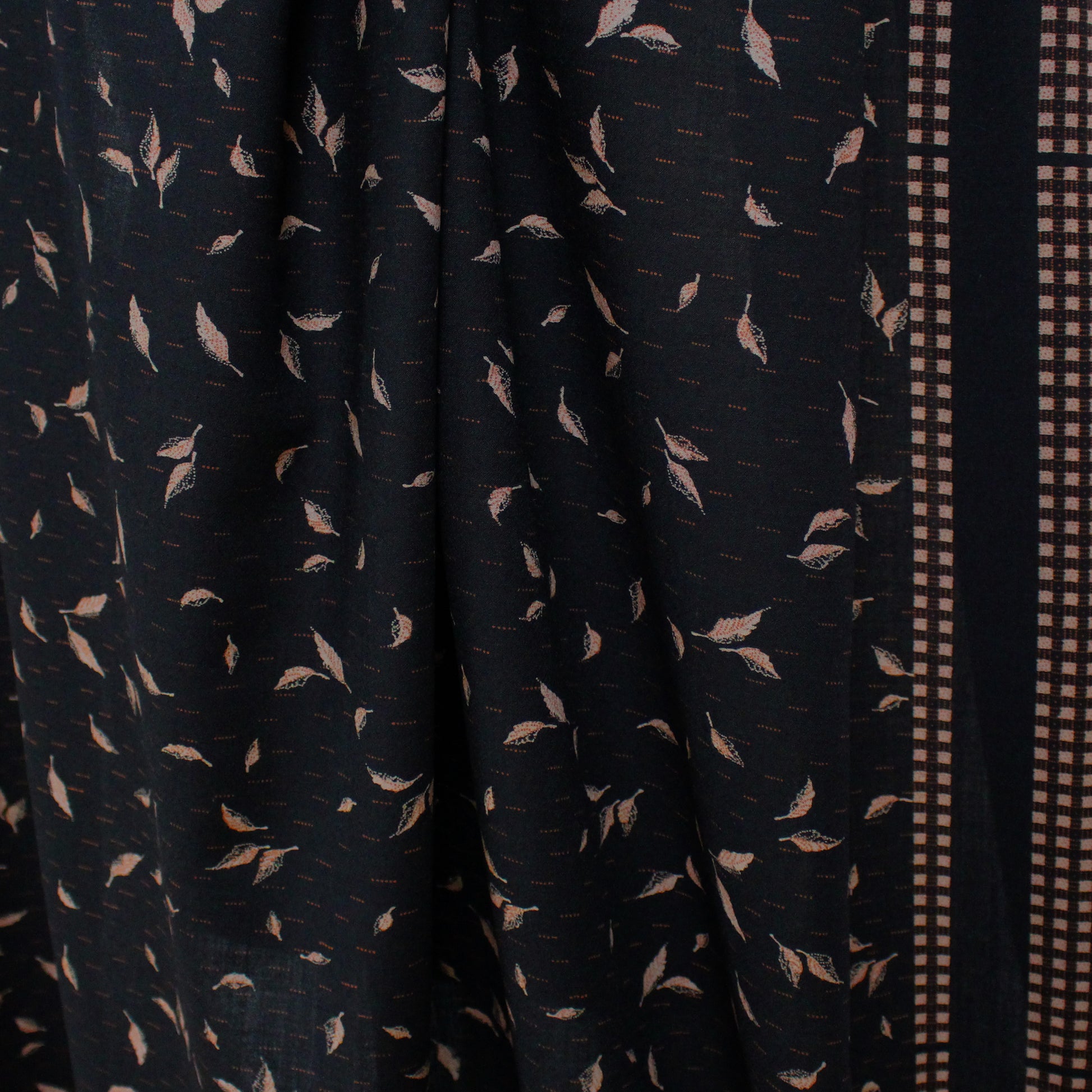 Italian 'fallen leaves' wool crepe border print