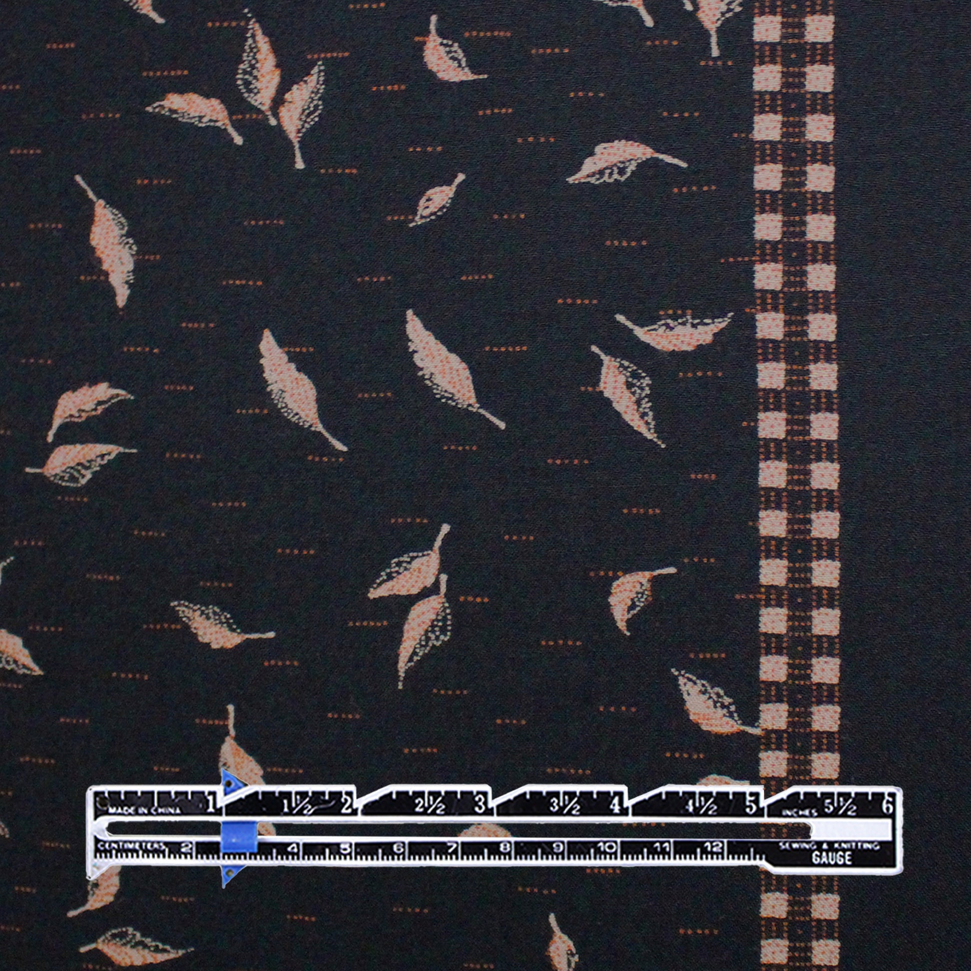 Italian 'fallen leaves' wool crepe border print