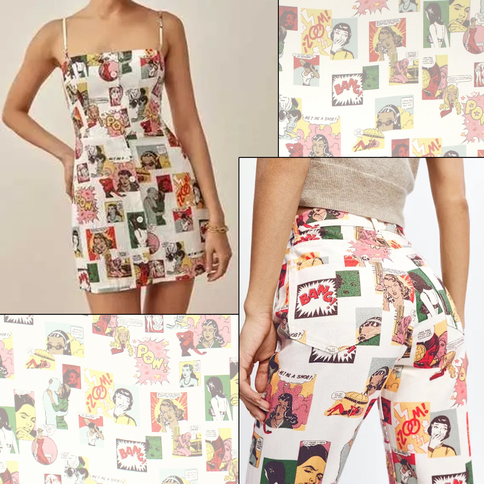 Ref0rmation 'vintage comic' viscose crepe woven