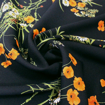 Ref0rmation 'besse' viscose crepe woven - black/persimmon