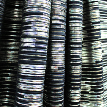 French stretch novelty plisse - black/white gold