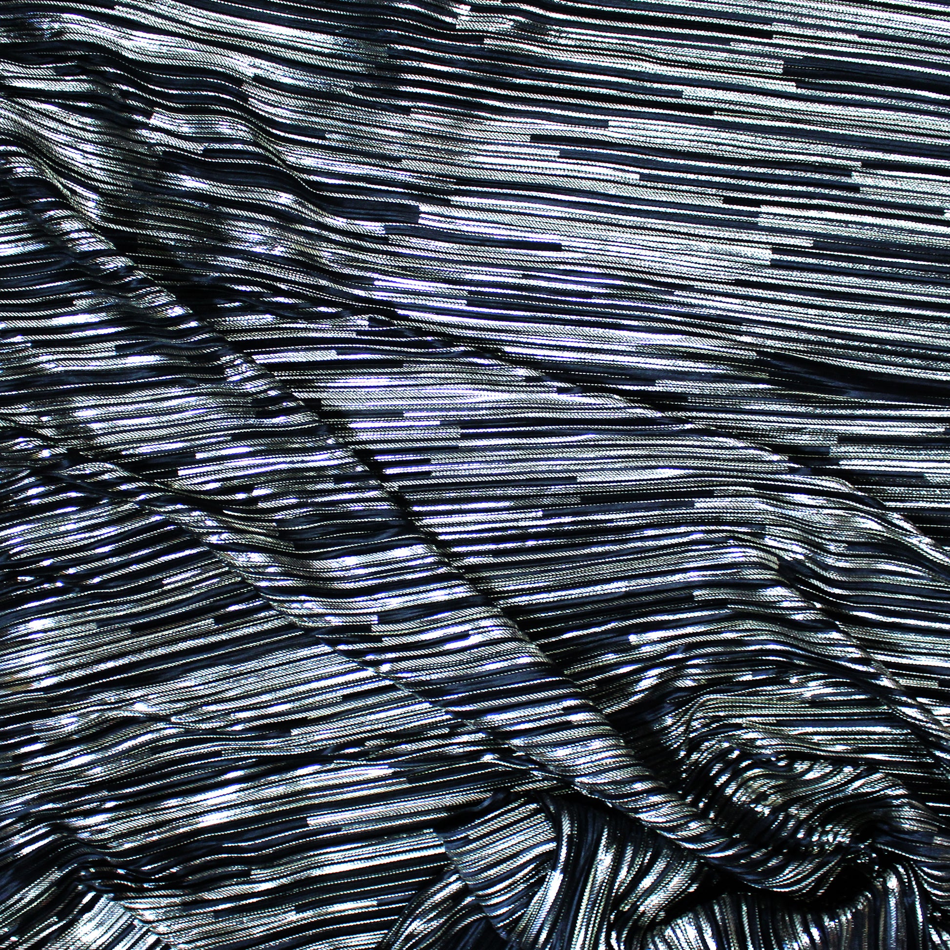 French stretch novelty plisse - black/white gold