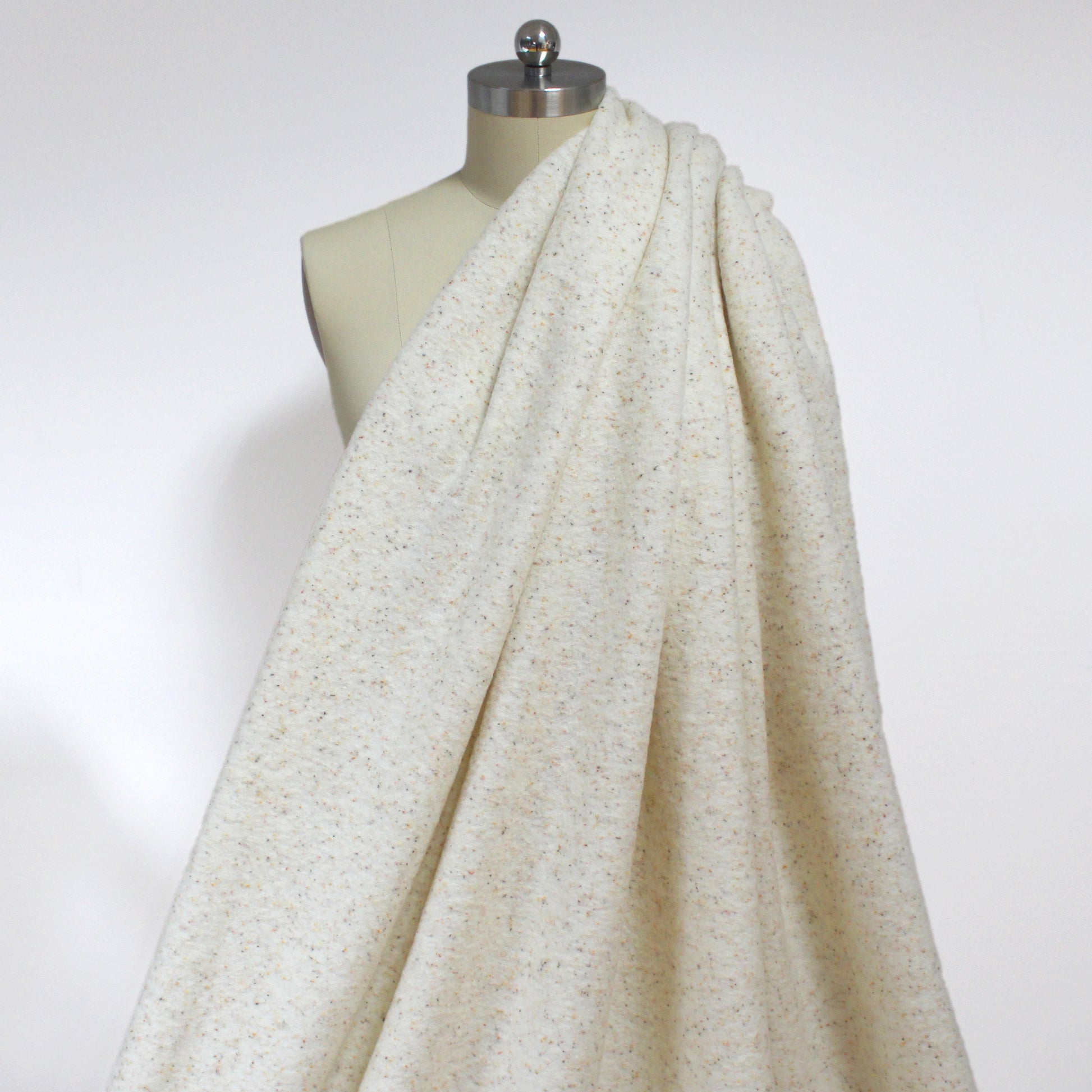 Italian 'warm speckle' boiled wool coating - winter white