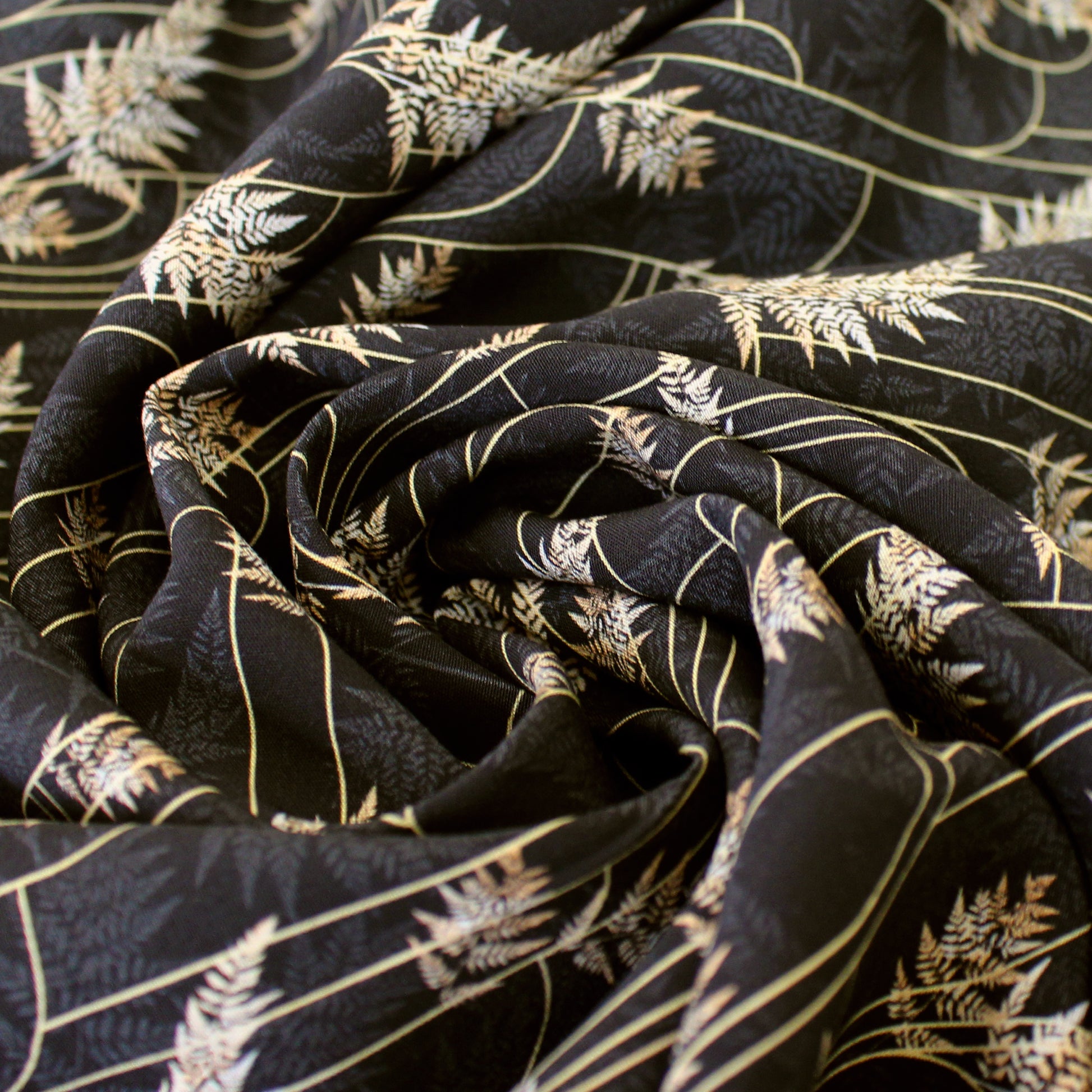 'deco leaves' drapey viscose woven