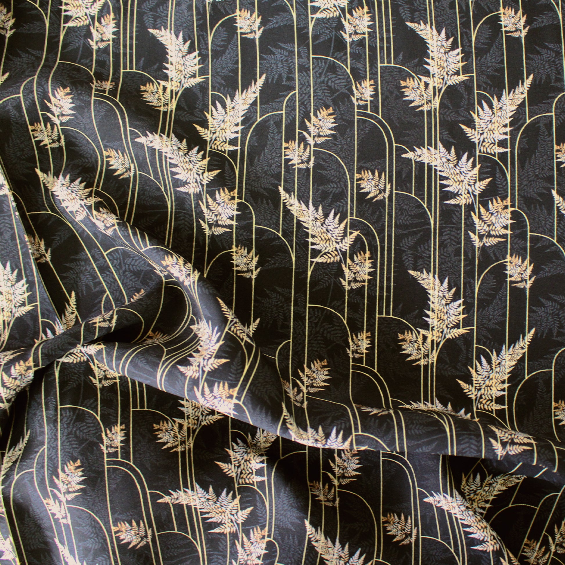 'deco leaves' drapey viscose woven