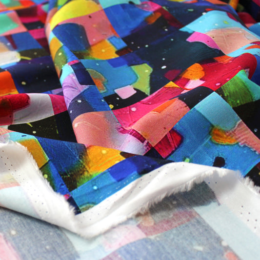 'rainbow realm' drapey viscose woven