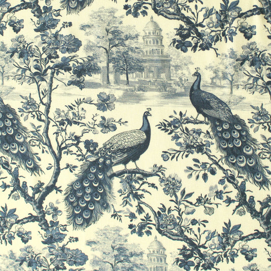 'peacock toile' drapey viscose woven