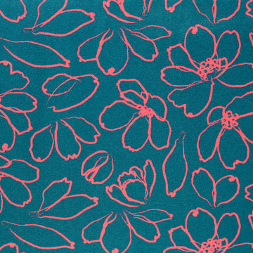 'daisy line' drapey viscose woven - teal/pink