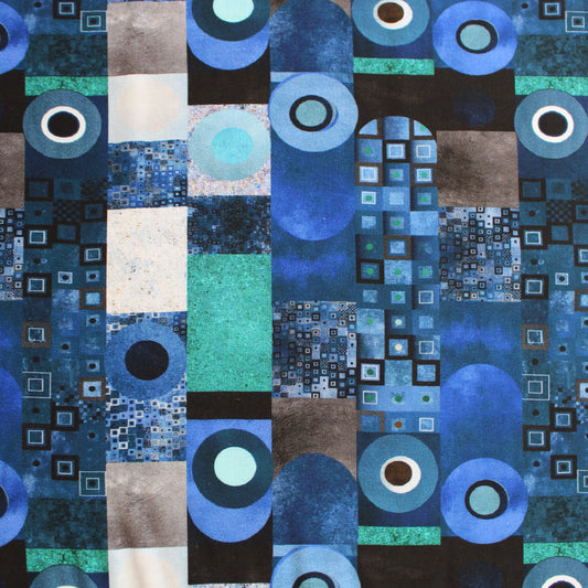 'museum walk' drapey viscose woven - blue tones