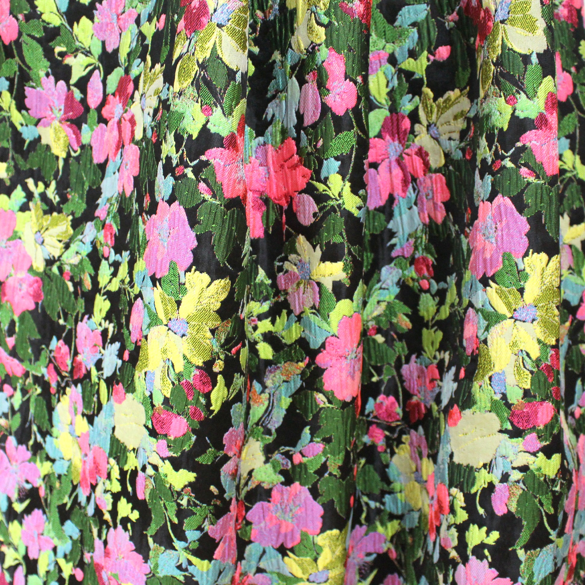 'spring awakening' woven brocade - multi on black