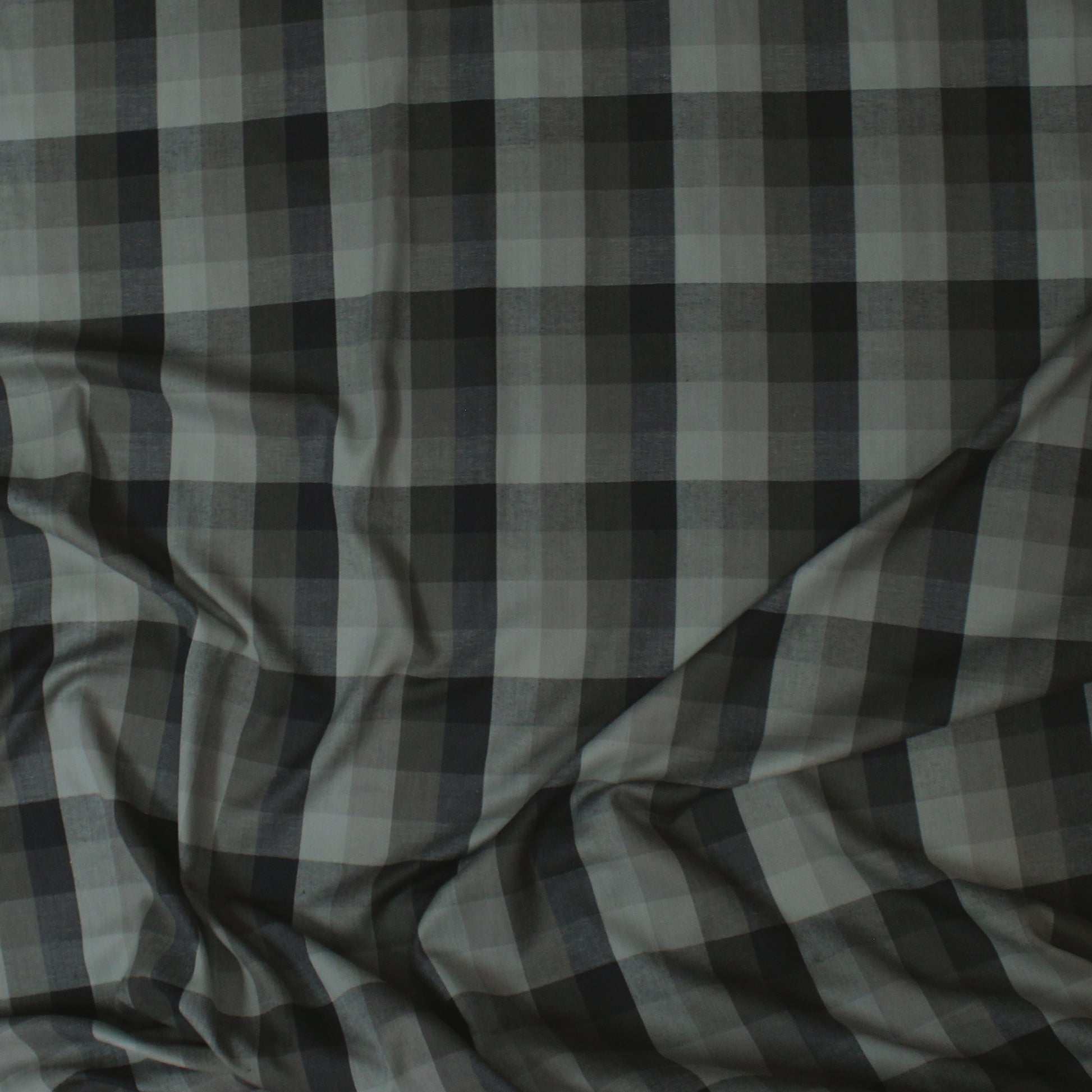'herringbone plaid' 100% cotton soft & floaty woven - loden/gray