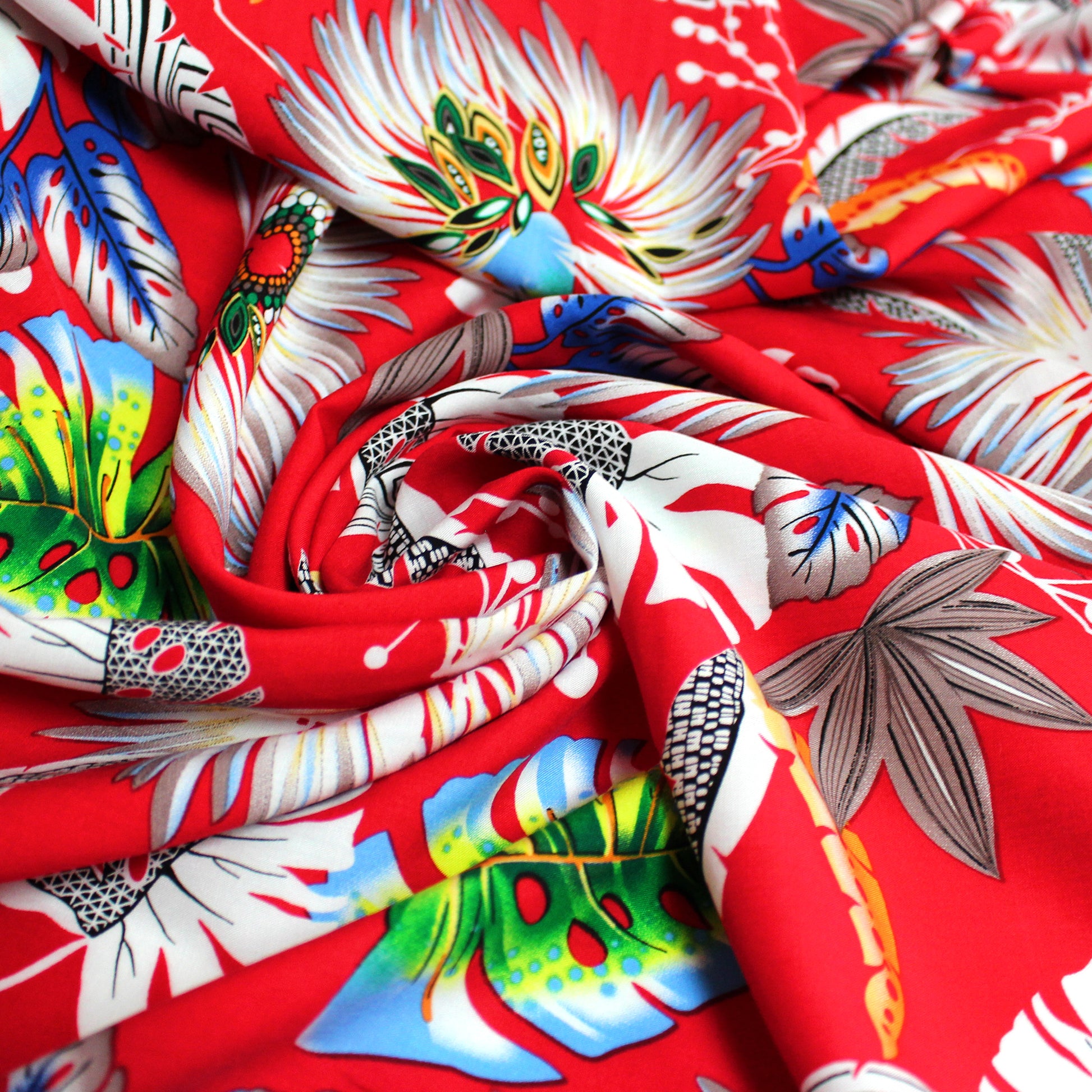 'crimson paradise' drapey rayon voile