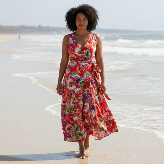 'crimson paradise' drapey rayon voile