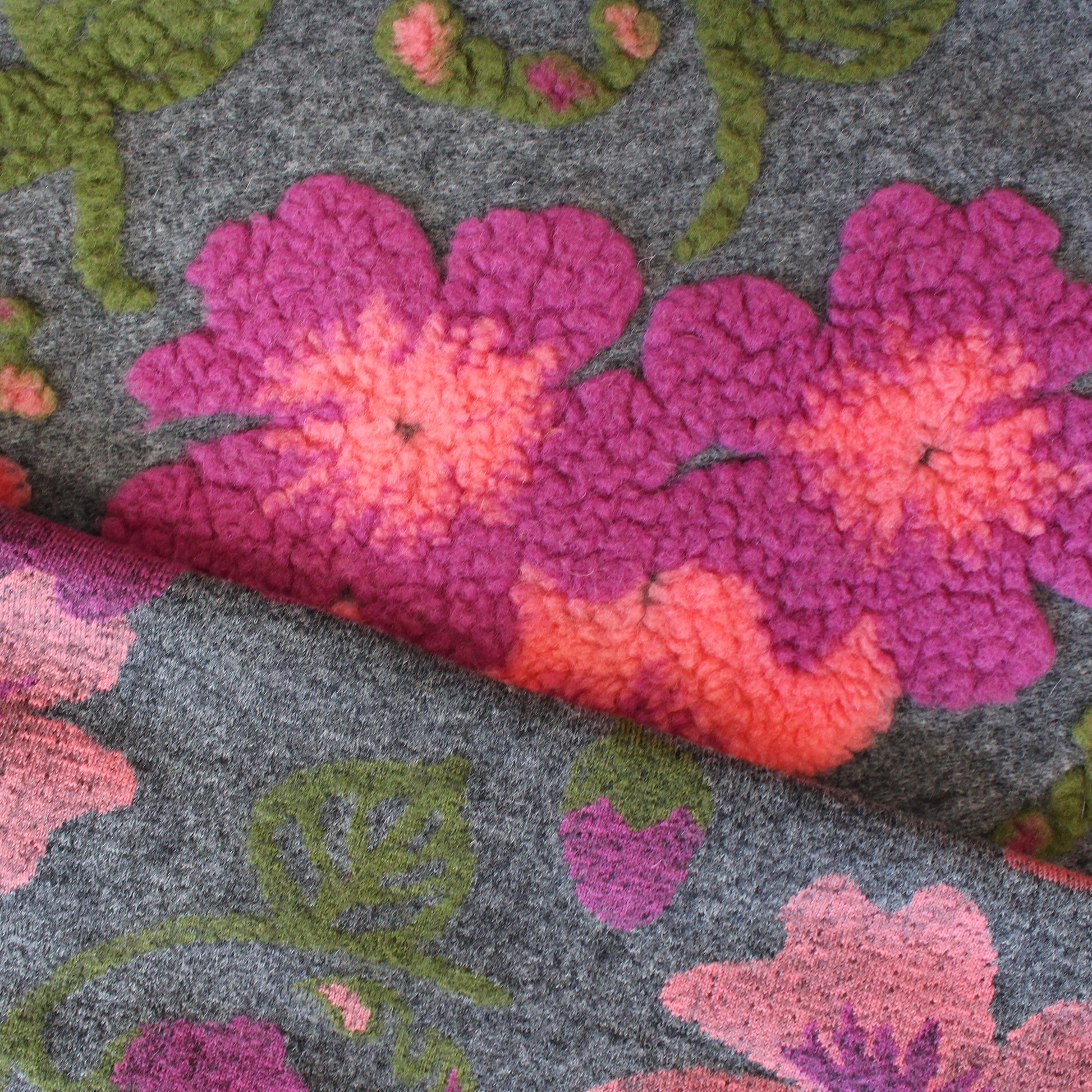 Italian floral boiled wool blend knit - mauve *limited yardage*