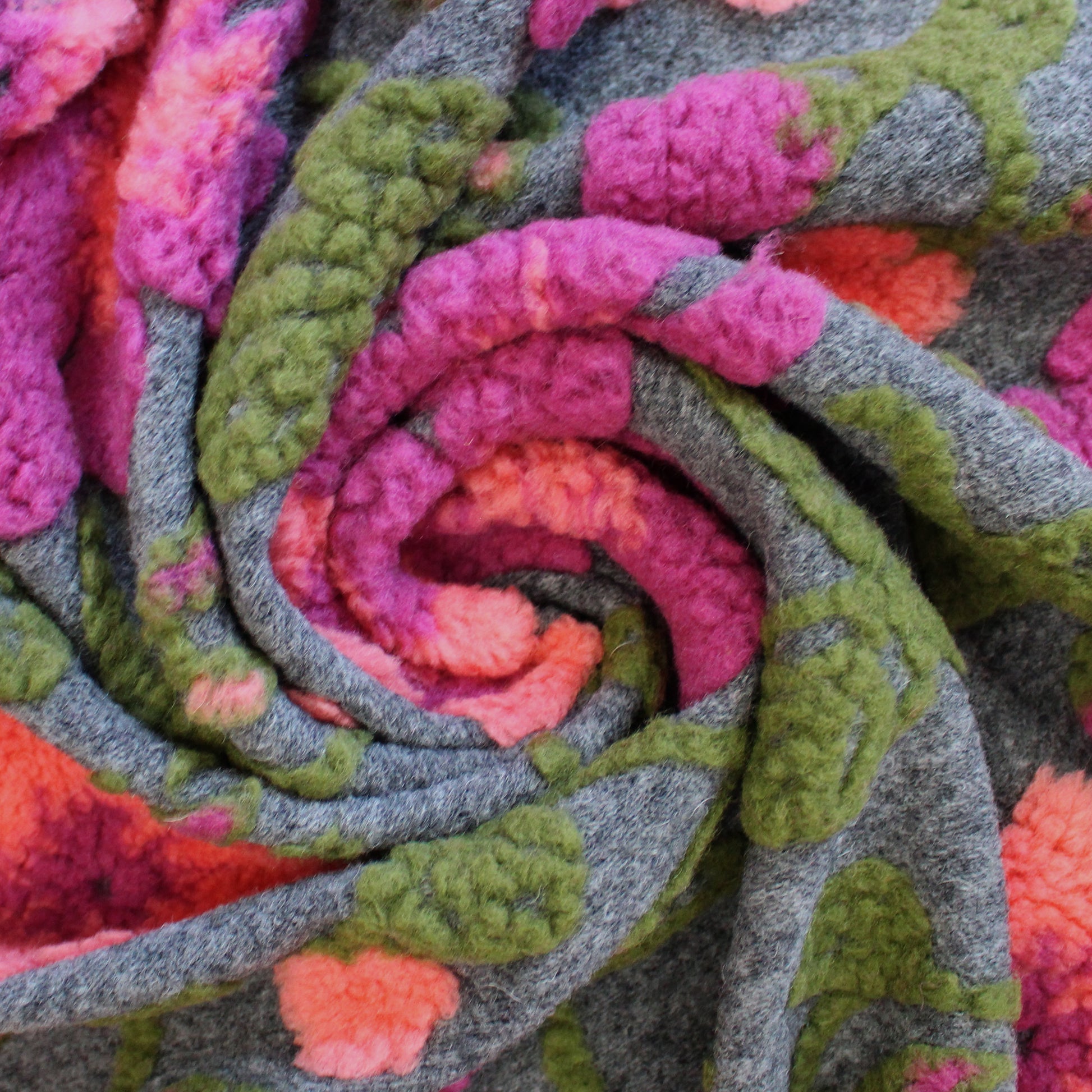 Italian floral boiled wool blend knit - mauve *limited yardage*