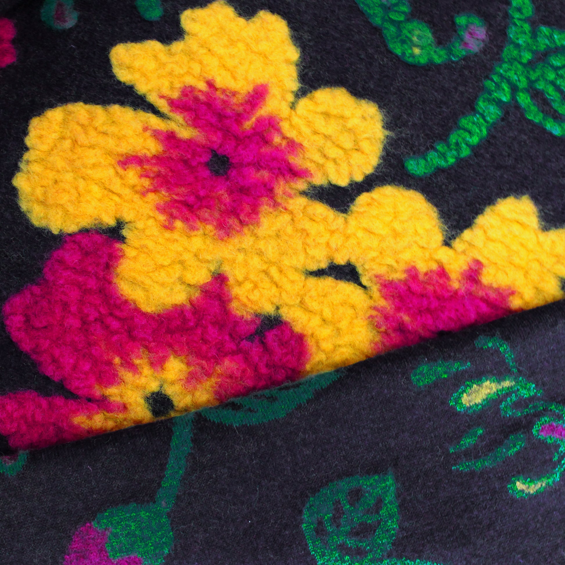 Italian floral boiled wool blend knit - marigold