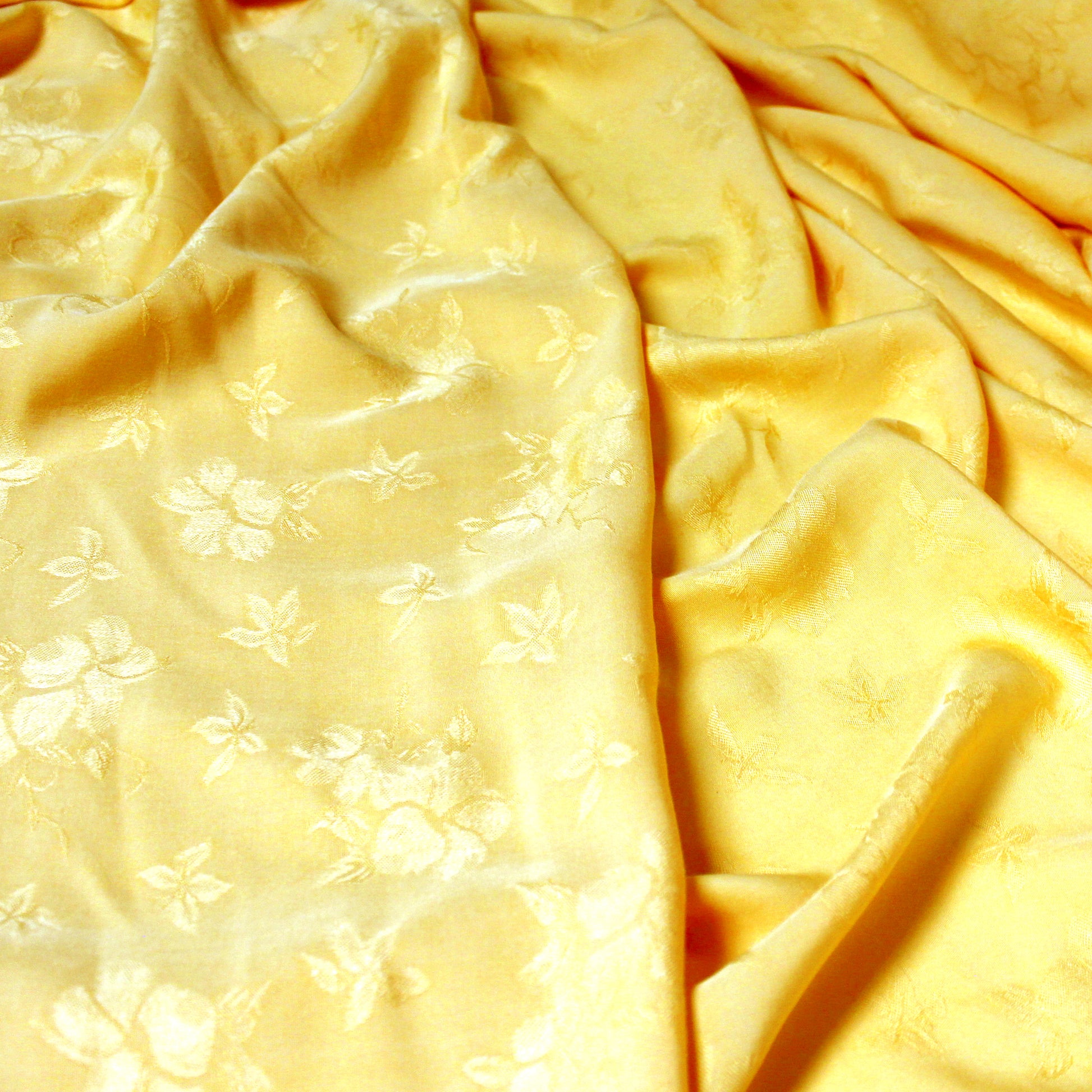 'embossed floral' viscose dobby woven - buttercup