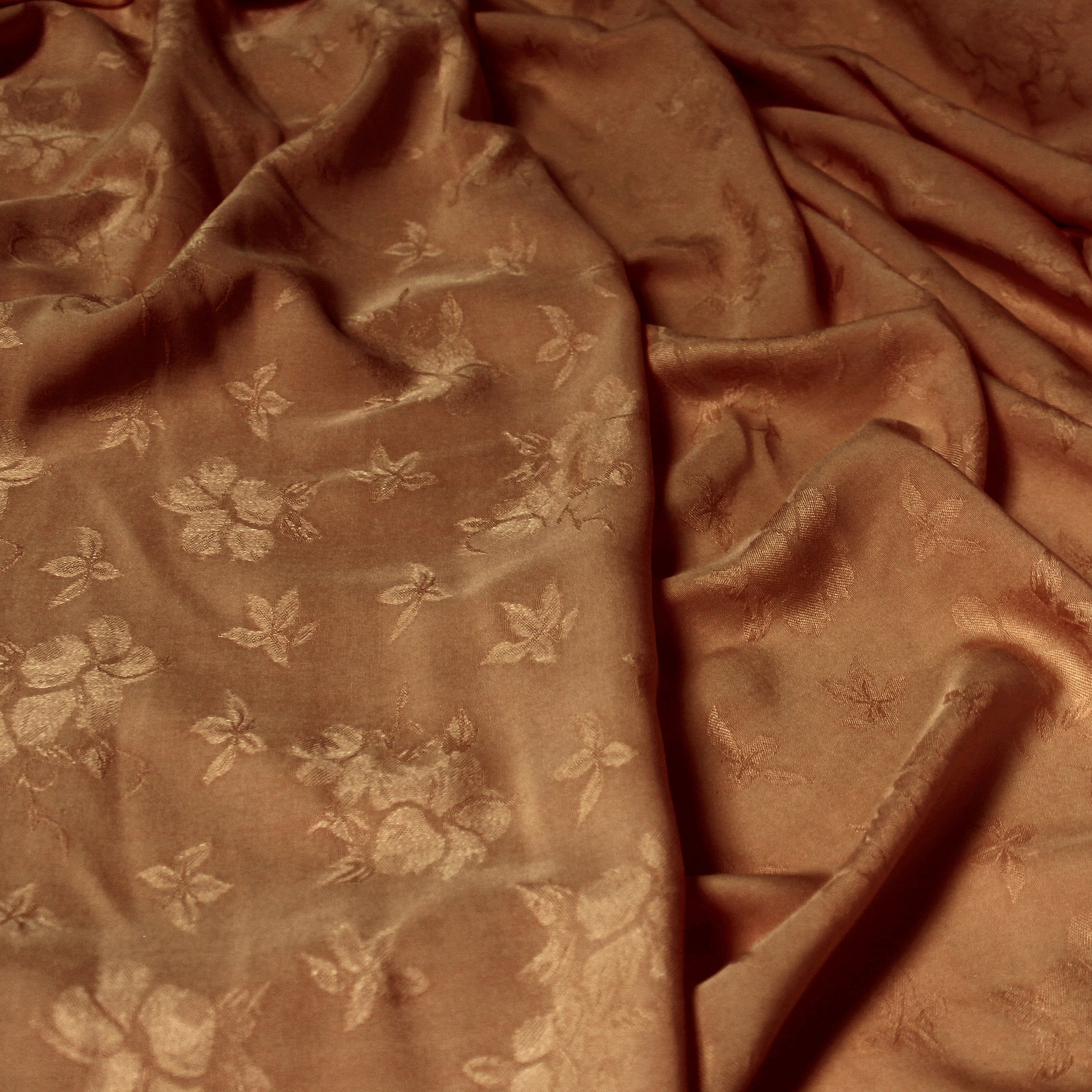 'embossed floral' viscose dobby woven - cacao