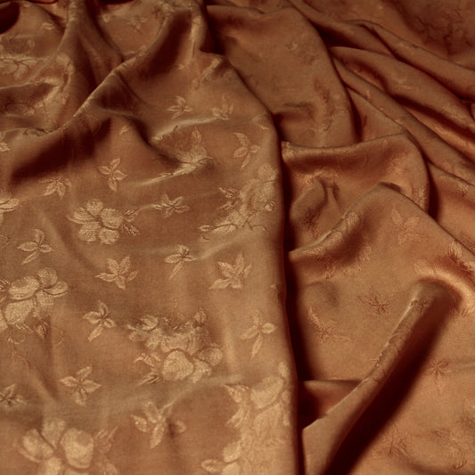 'embossed floral' viscose dobby woven - cacao