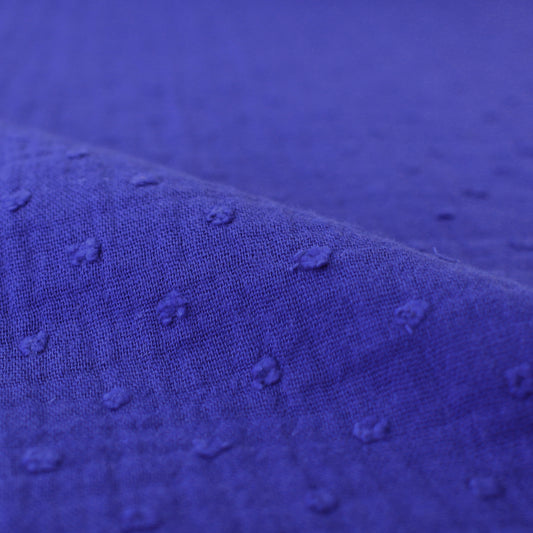 "Swiss dot" all-cotton double gauze - royal