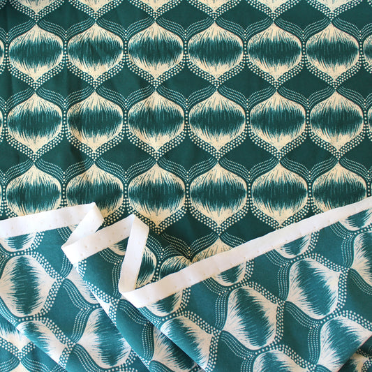 'art deco lantern' drapey stretch jersey - green