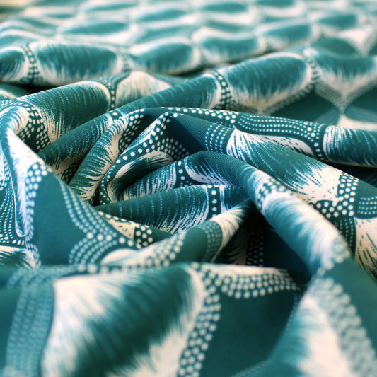 'art deco lantern' drapey stretch jersey - green