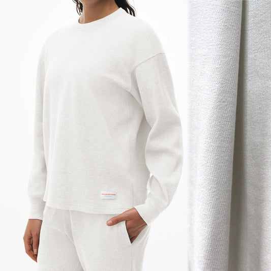 'urban luxury' mid-weight cotton knit - white *minor flaw*