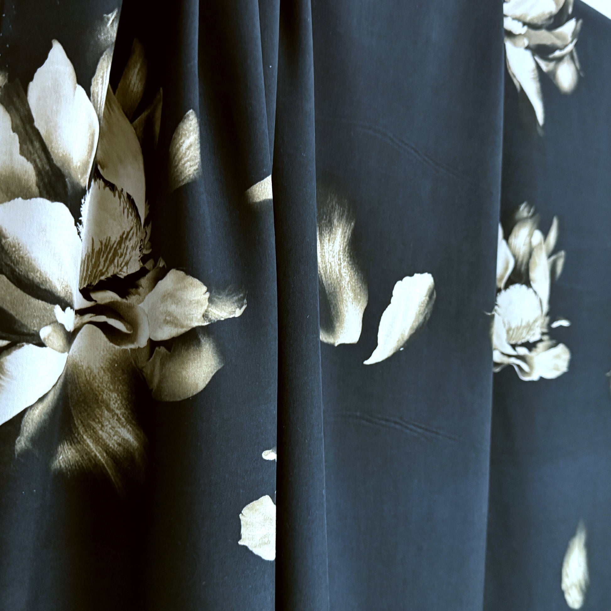 Italian 'blooms on black' dressweight Lyocell woven