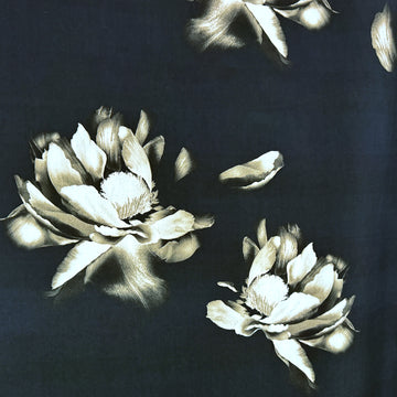 Italian 'blooms on black' dressweight Lyocell woven