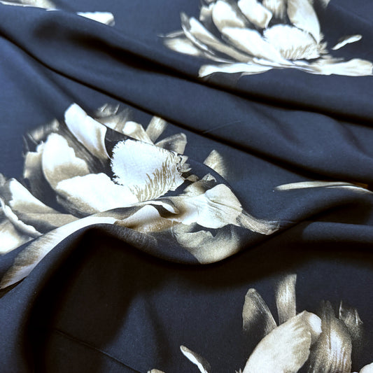 Italian 'blooms on black' dressweight Lyocell woven