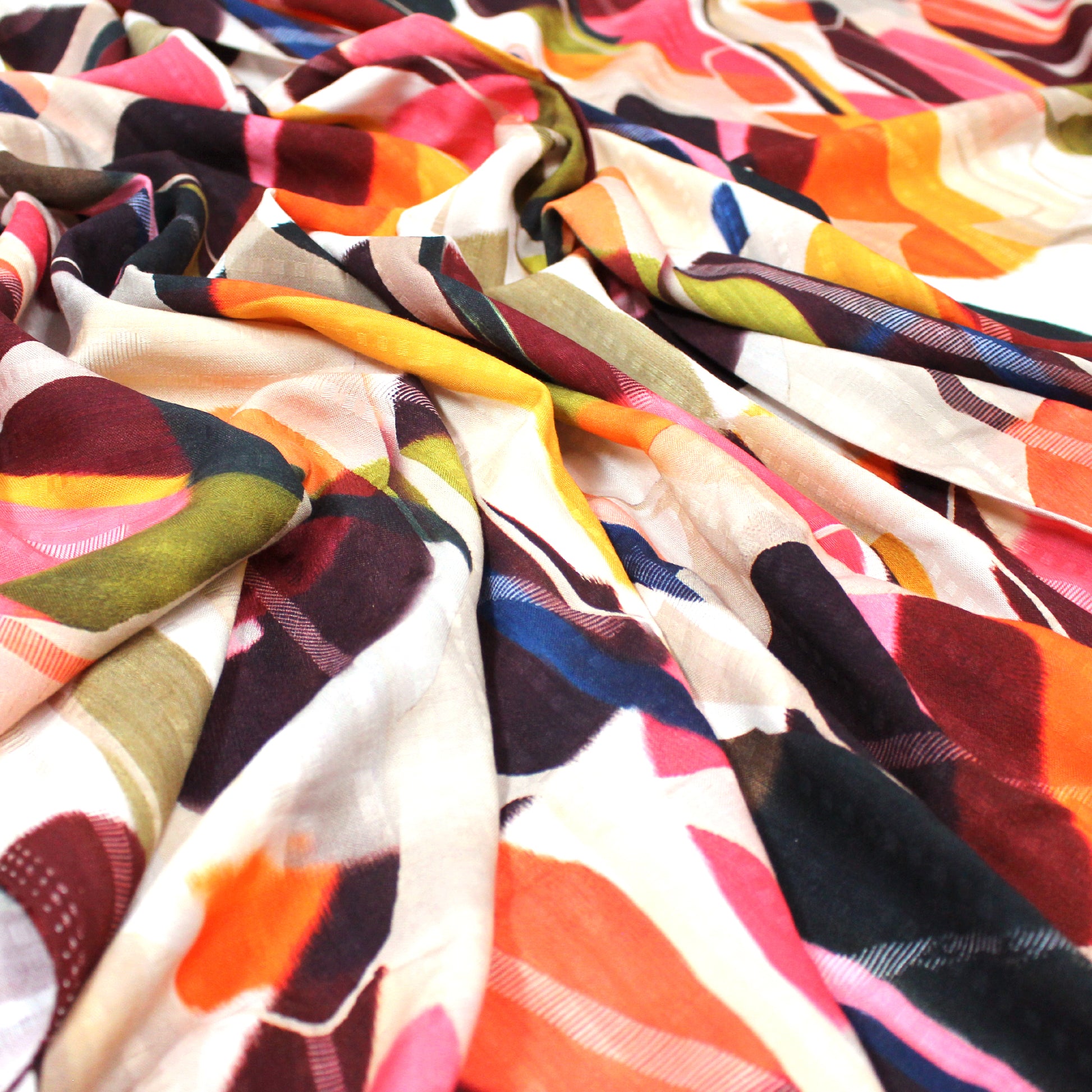 'stipa zela' overprinted jacquard viscose woven