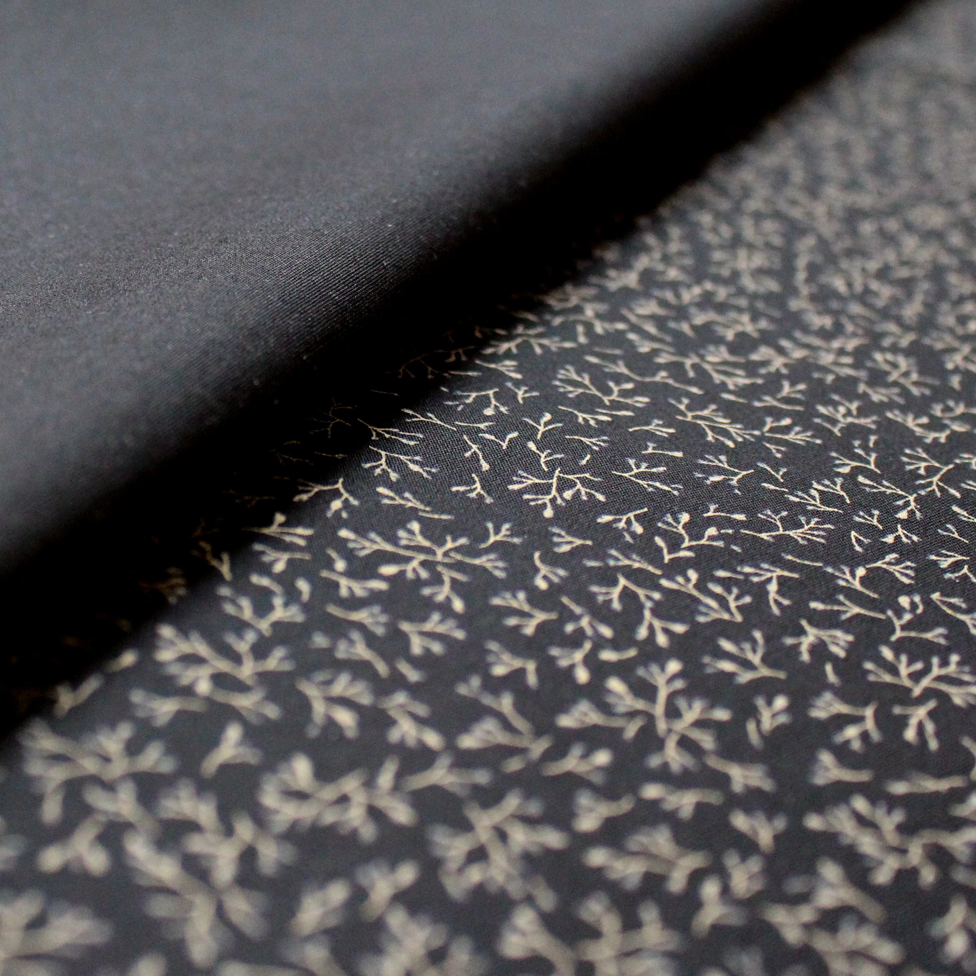 Italian 'midnight sprigs' cotton poplin