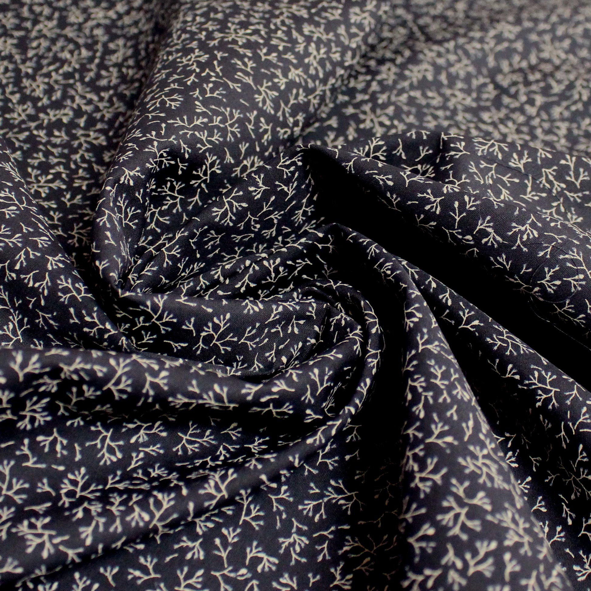 Italian 'midnight sprigs' cotton poplin