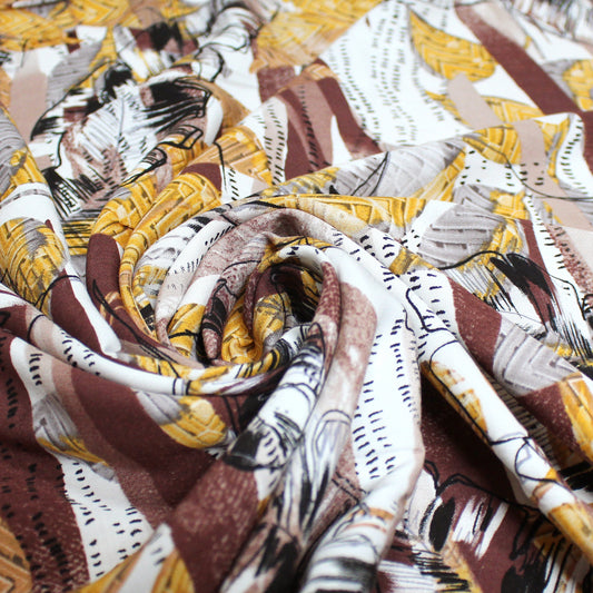 'golden leaf' printed viscose poplin