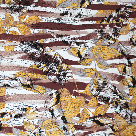 'golden leaf' printed viscose poplin