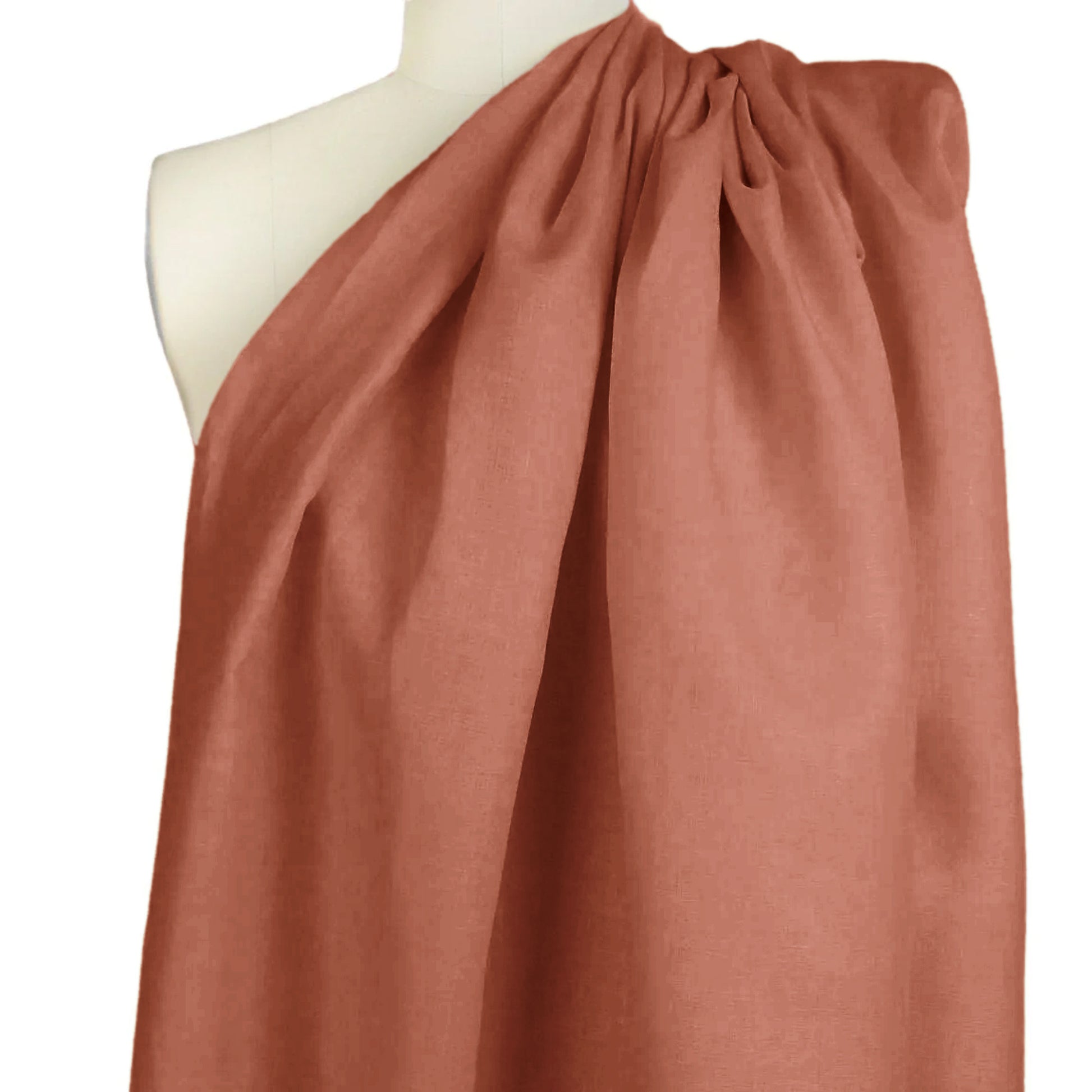 European mid-weight linen woven - terracotta