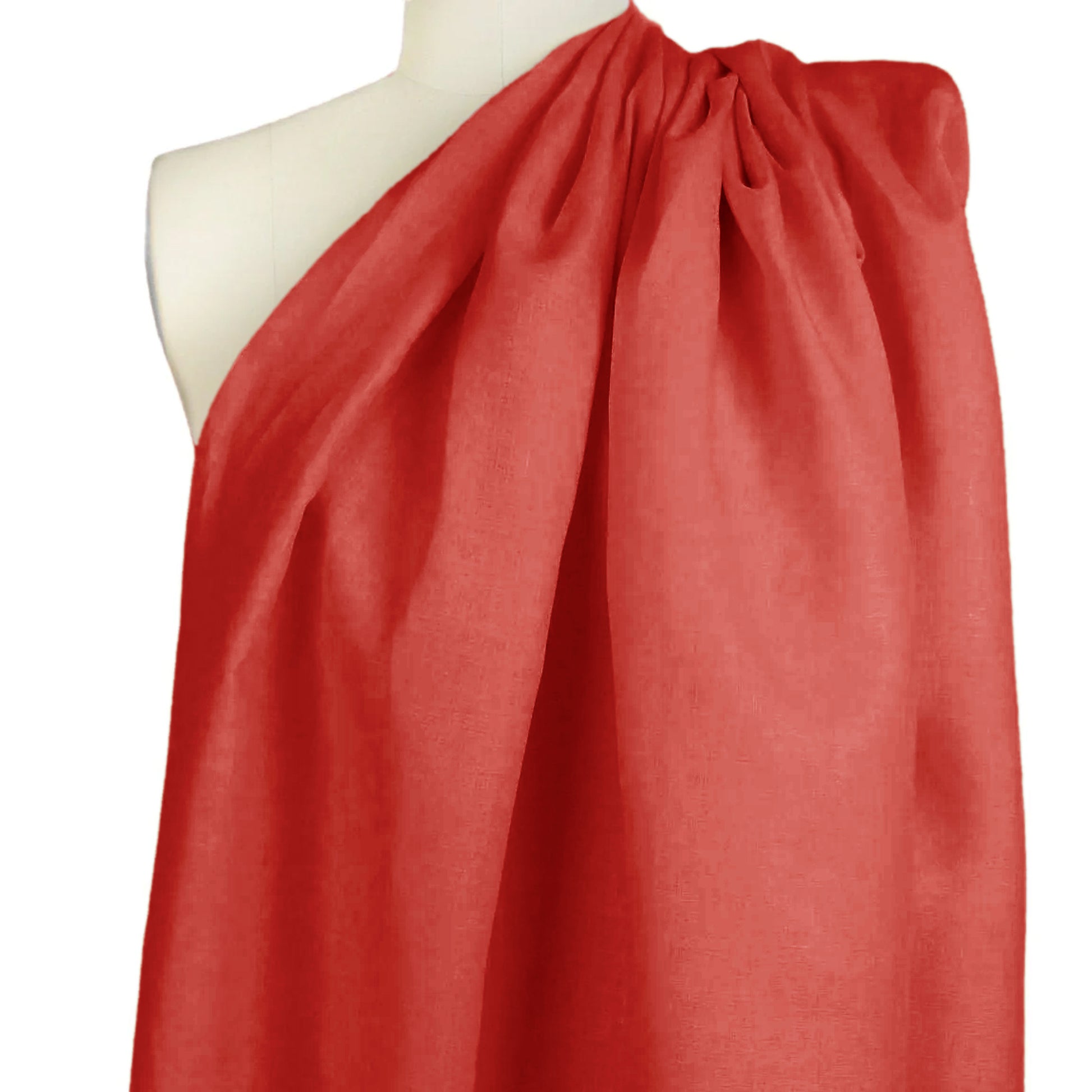 European mid-weight linen woven - coral