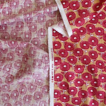 Japanese 'fan fare' homespun cotton - pink