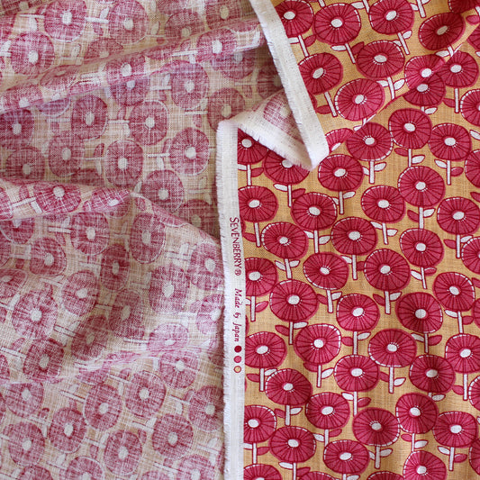 Japanese 'fan fare' homespun cotton - pink