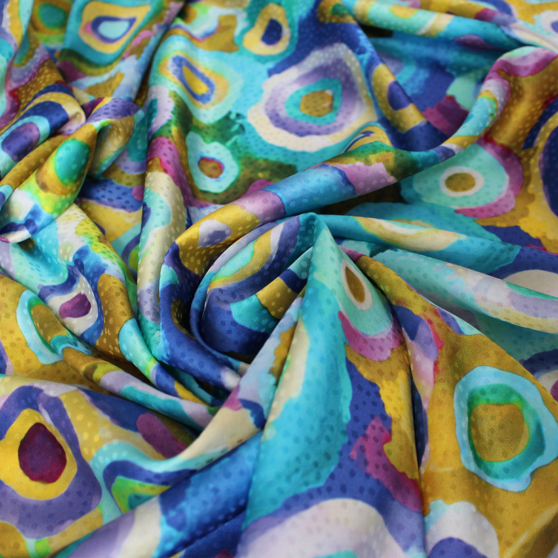 'future islands' overprinted jacquard 'polysilk'