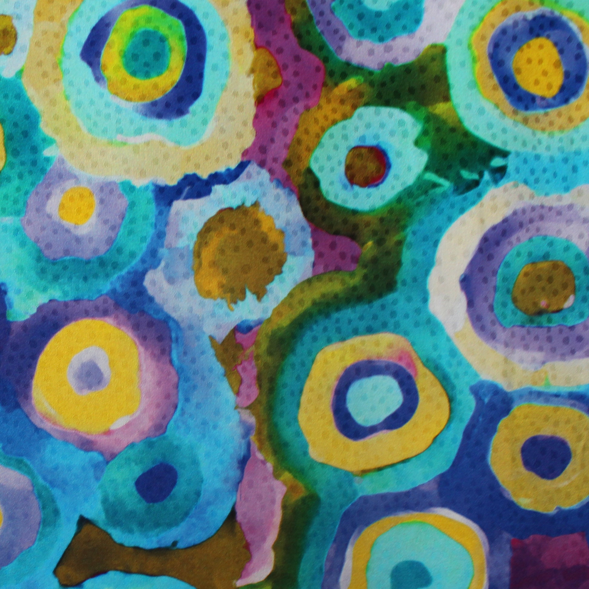 'future islands' overprinted jacquard 'polysilk'